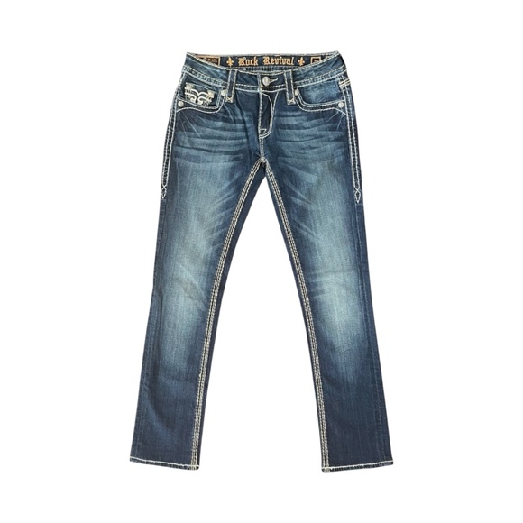 Rock Revival Heidi Straight Leg Denim Jeans Women's Size 28 New W/O Tags VTG Y2K - Picture 2 of 8